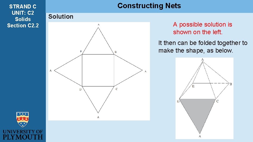 STRAND C UNIT: C 2 Solids Section C 2. 2 Constructing Nets Solution A