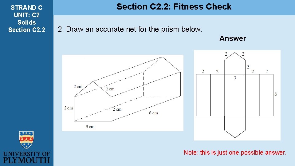 STRAND C UNIT: C 2 Solids Section C 2. 2: Fitness Check 2. Draw