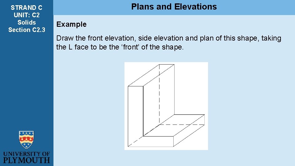 STRAND C UNIT: C 2 Solids Section C 2. 3 Plans and Elevations Example