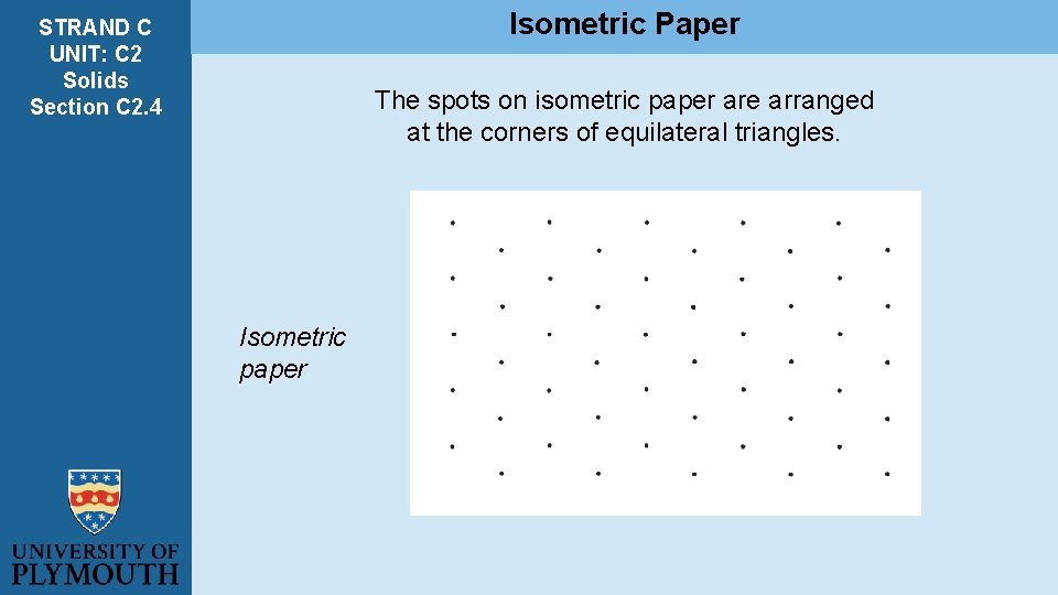 Isometric Paper STRAND C UNIT: C 2 Solids Section C 2. 4 The spots