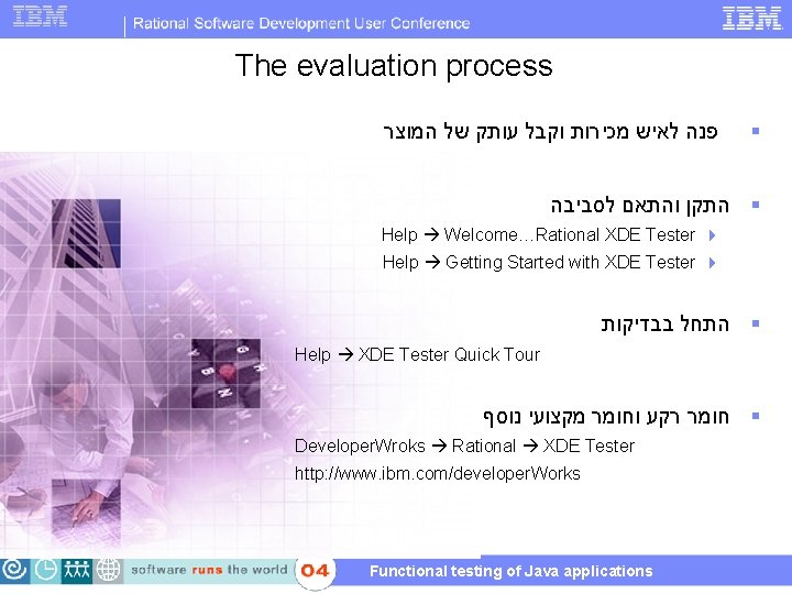 The evaluation process פנה לאיש מכירות וקבל עותק של המוצר § § התקן והתאם