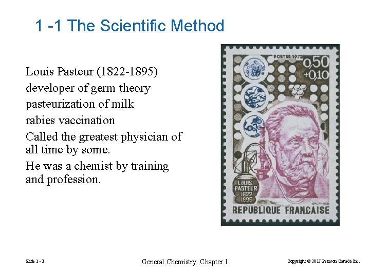 1 -1 The Scientific Method Louis Pasteur (1822 -1895) developer of germ theory pasteurization