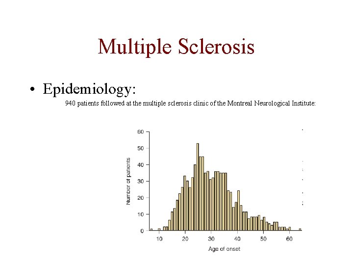 Multiple Sclerosis • Epidemiology: 940 patients followed at the multiple sclerosis clinic of the