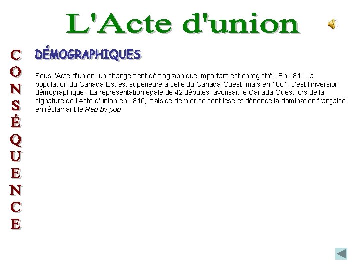 Sous l’Acte d’union, un changement démographique important est enregistré. En 1841, la population du