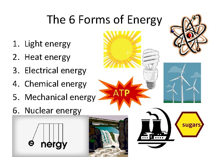 The 6 Forms of Energy 1. 2. 3. 4. 5. 6. Light energy Heat