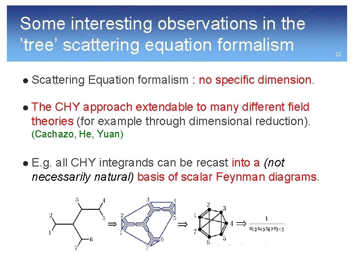 Some interesting observations in the ’tree’ scattering equation formalism l Scattering Equation formalism :