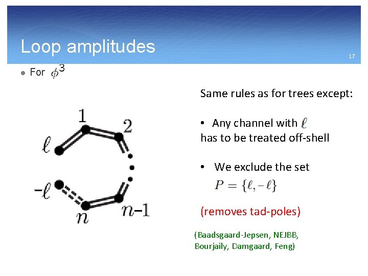 Loop amplitudes l 17 For Same rules as for trees except: • Any channel