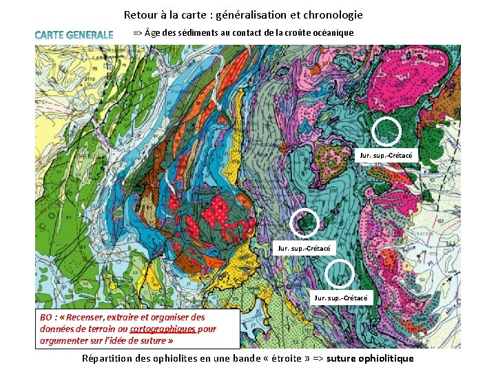 Retour à la carte : généralisation et chronologie => ge des sédiments au contact