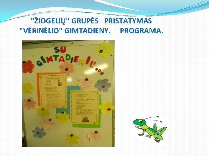 "ŽIOGELIŲ" GRUPĖS PRISTATYMAS "VĖRINĖLIO" GIMTADIENY. PROGRAMA. 