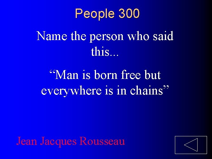People 300 Name the person who said this. . . “Man is born free