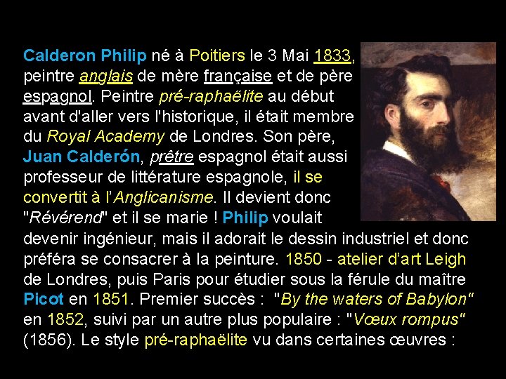 Calderon Philip né à Poitiers le 3 Mai 1833, peintre anglais de mère française