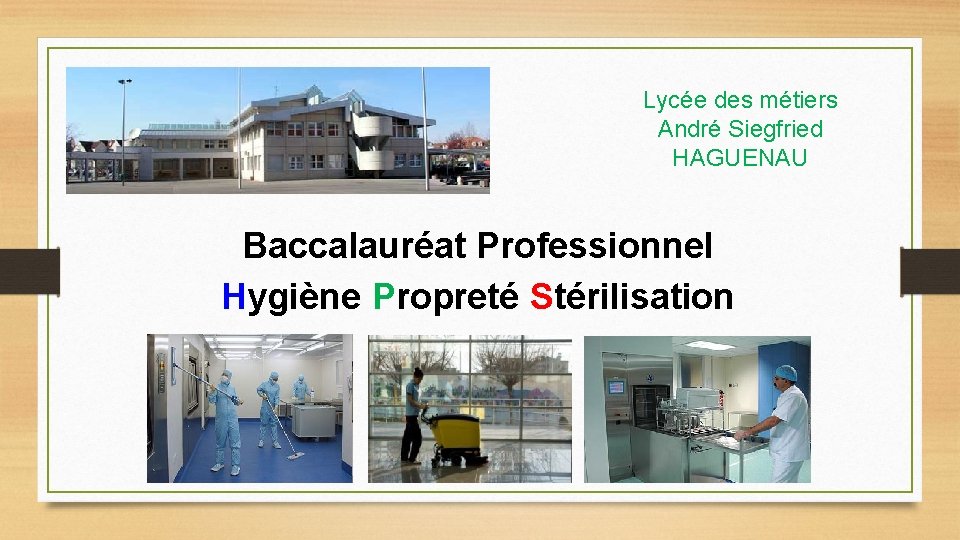 Lycée des métiers André Siegfried HAGUENAU Baccalauréat Professionnel Hygiène Propreté Stérilisation 