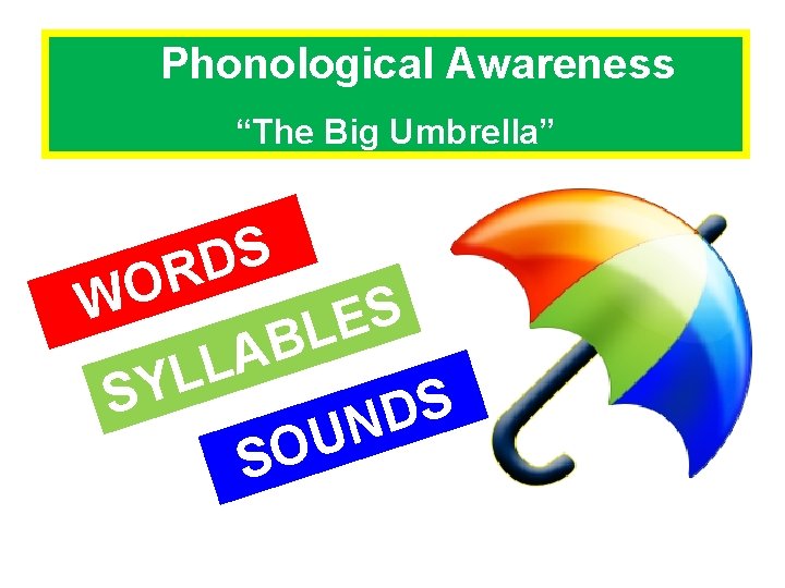 Phonological Awareness “The Big Umbrella” S D R O W S E L B