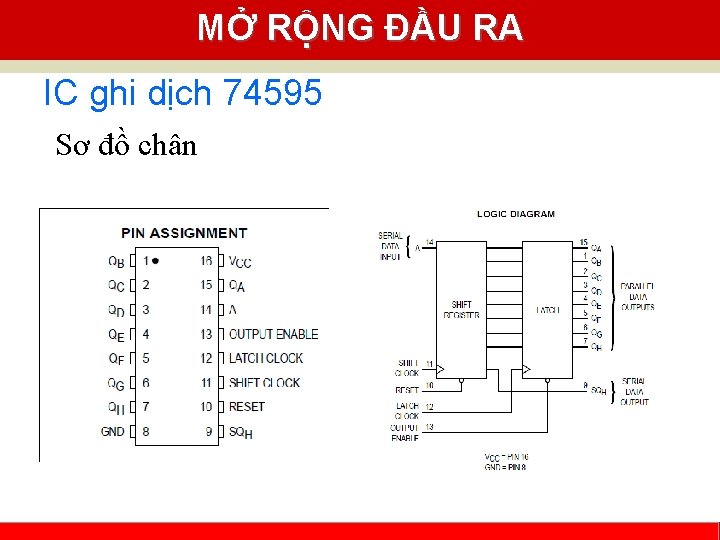 MỞ RỘNG ĐẦU RA IC ghi dịch 74595 Sơ đồ chân Cao Nguyễn Khoa