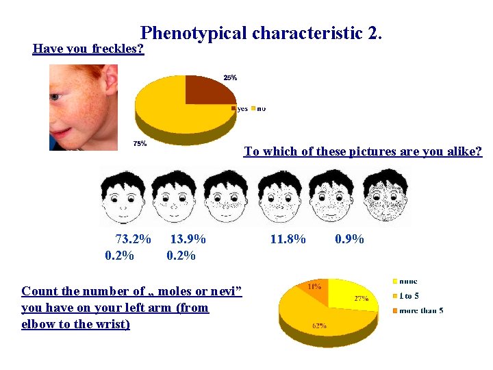 Phenotypical characteristic 2. Have you freckles? To which of these pictures are you alike?