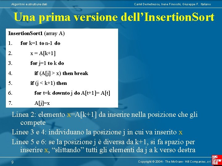 Algoritmi e strutture dati Camil Demetrescu, Irene Finocchi, Giuseppe F. Italiano Una prima versione