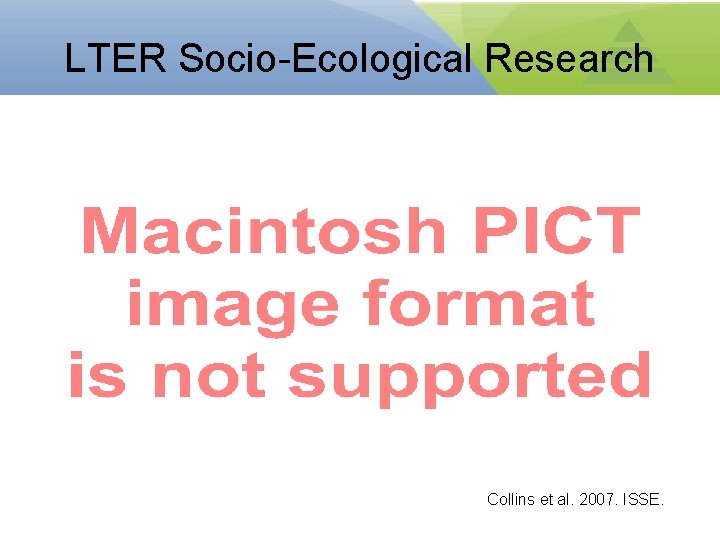 LTER Socio-Ecological Research Collins et al. 2007. ISSE. 