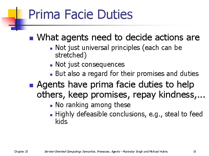 Prima Facie Duties n What agents need to decide actions are n n Agents