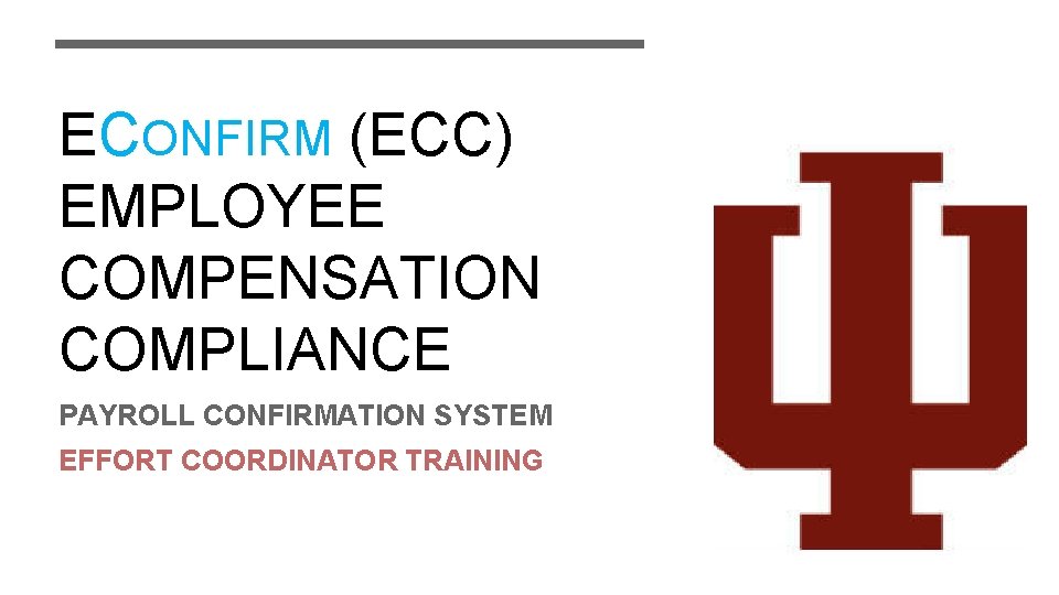 ECONFIRM (ECC) EMPLOYEE COMPENSATION COMPLIANCE PAYROLL CONFIRMATION SYSTEM EFFORT COORDINATOR TRAINING 