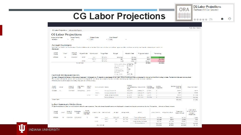 CG Labor Projections INDIANA UNIVERSITY 