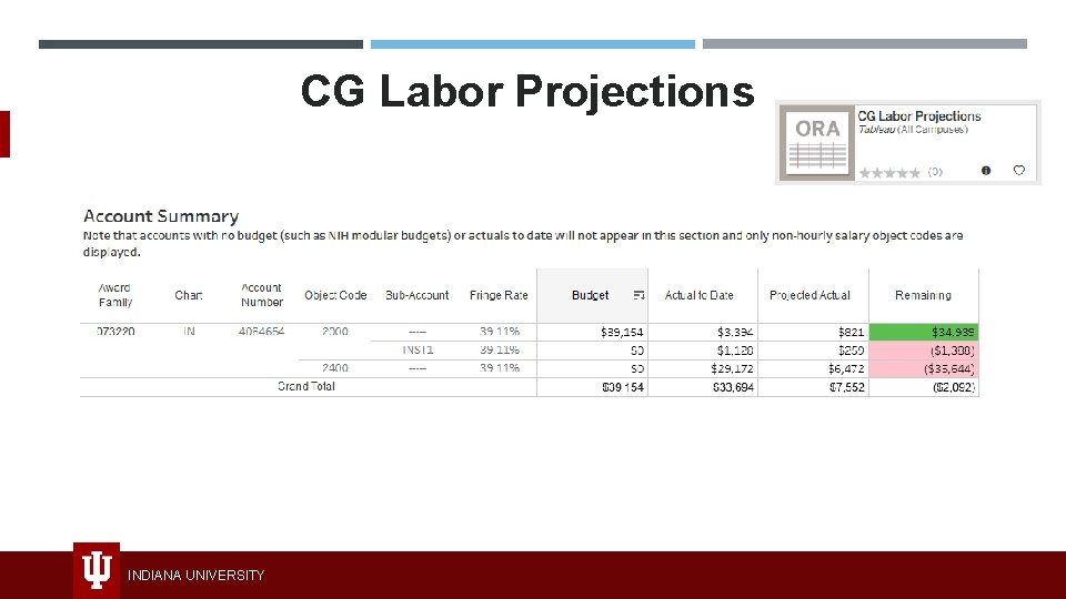 CG Labor Projections INDIANA UNIVERSITY 