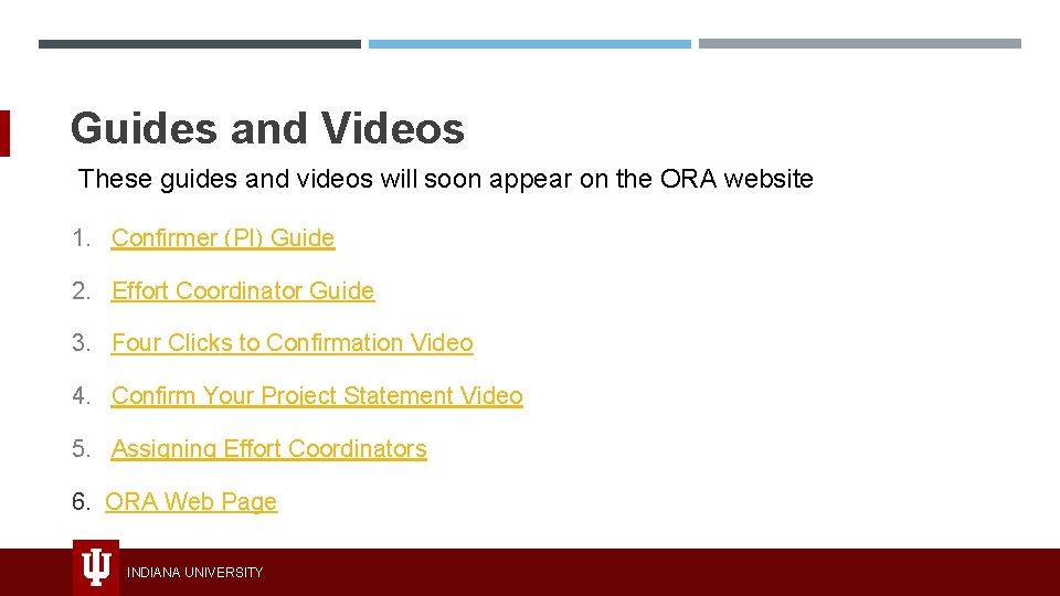 Guides and Videos These guides and videos will soon appear on the ORA website