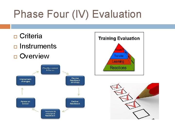 Phase Four (IV) Evaluation Criteria Instruments Overview 
