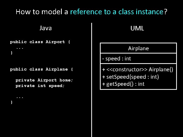 How to model a reference to a class instance? Java public class Airport {. How to model a reference to a class instance? Java public class Airport {.