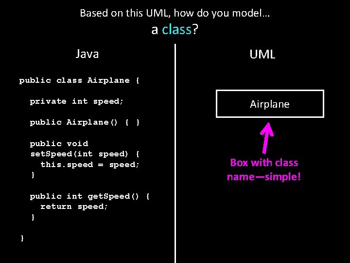 Based on this UML, how do you model… a class? Java UML public class Based on this UML, how do you model… a class? Java UML public class