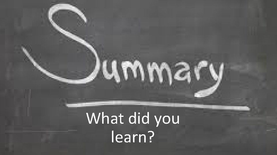 What did you learn? 