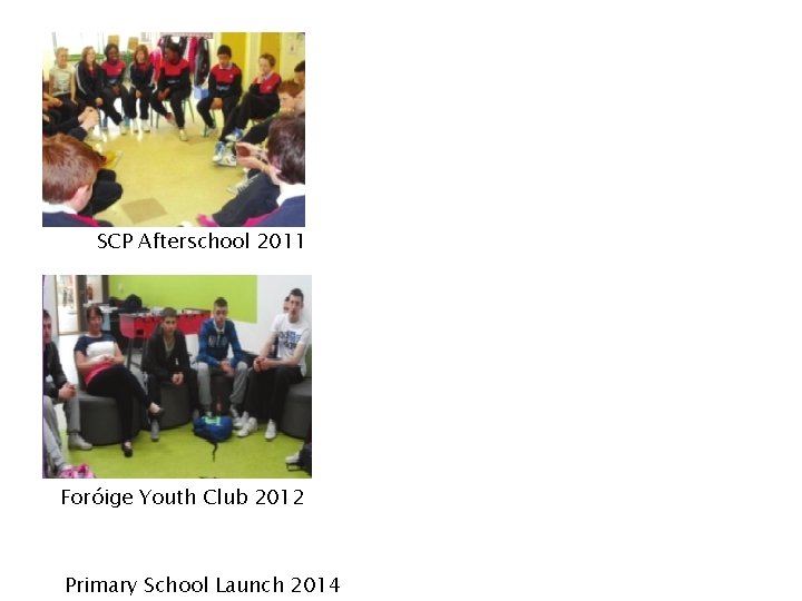 SCP Afterschool 2011 Foróige Youth Club 2012 Primary School Launch 2014 