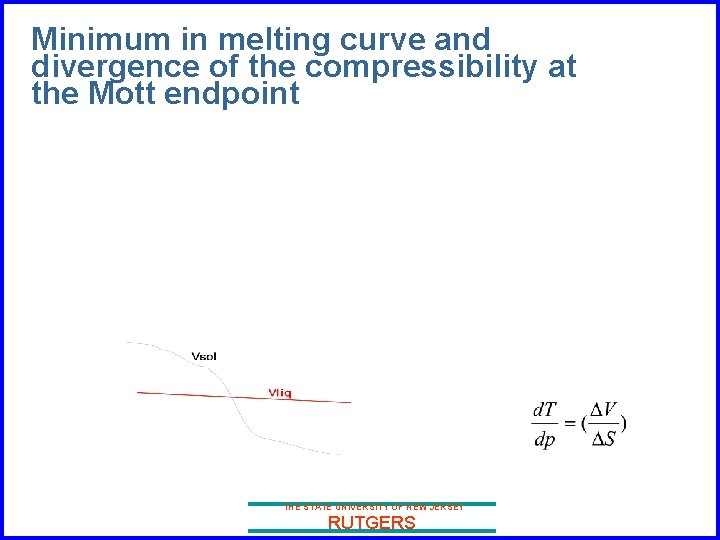 Minimum in melting curve and divergence of the compressibility at the Mott endpoint THE