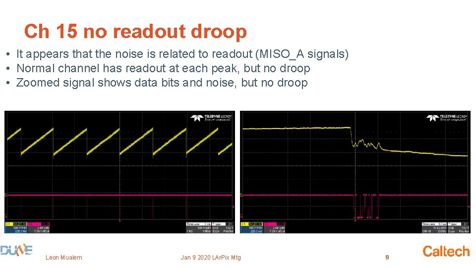 Ch 15 no readout droop • It appears that the noise is related to