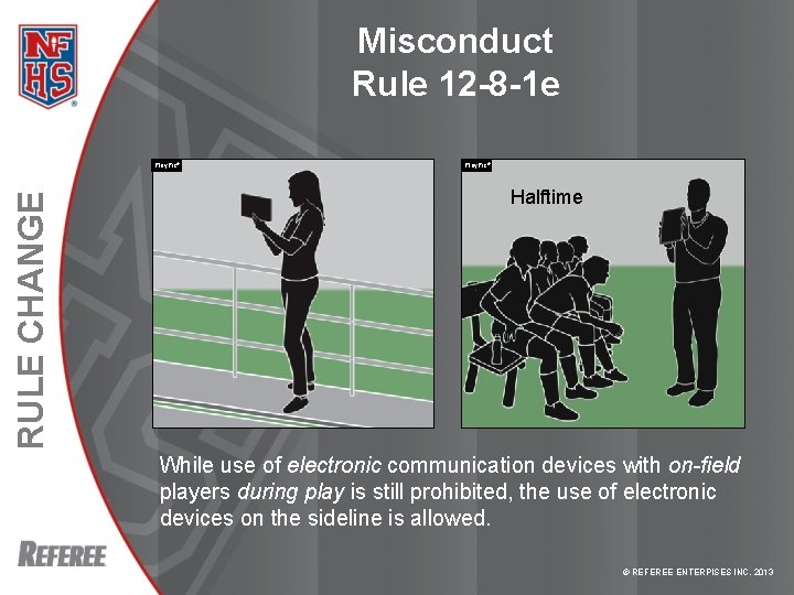 Misconduct Rule 12 -8 -1 e RULE CHANGE Play. Pic® Halftime While use of