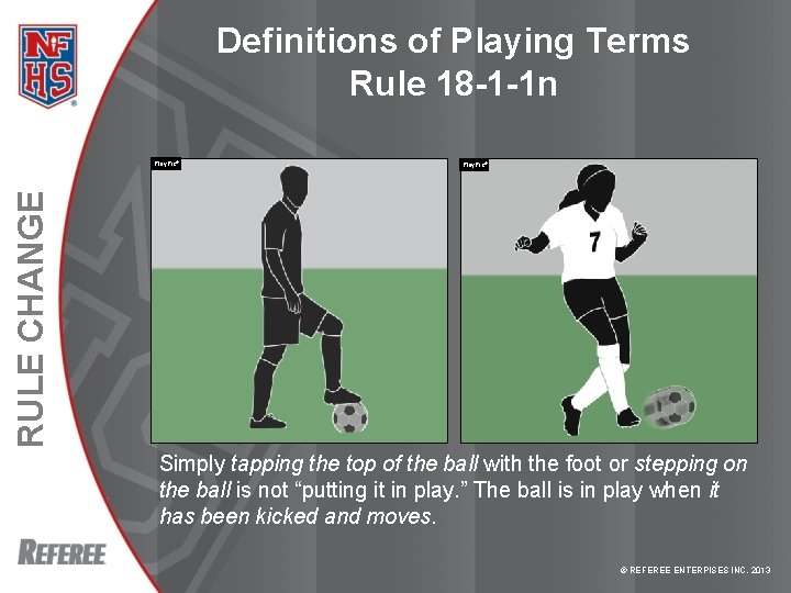 Definitions of Playing Terms Rule 18 -1 -1 n Play. Pic® RULE CHANGE Play.