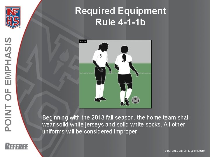 POINT OF EMPHASIS Required Equipment Rule 4 -1 -1 b Play. Pic® Beginning with