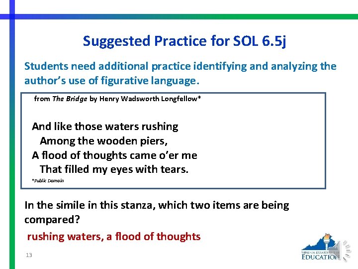 Suggested Practice for SOL 6. 5 j Students need additional practice identifying and analyzing