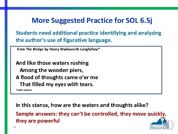 More Suggested Practice for SOL 6. 5 j Students need additional practice identifying and
