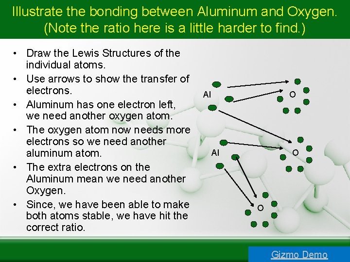 Illustrate the bonding between Aluminum and Oxygen. (Note the ratio here is a little