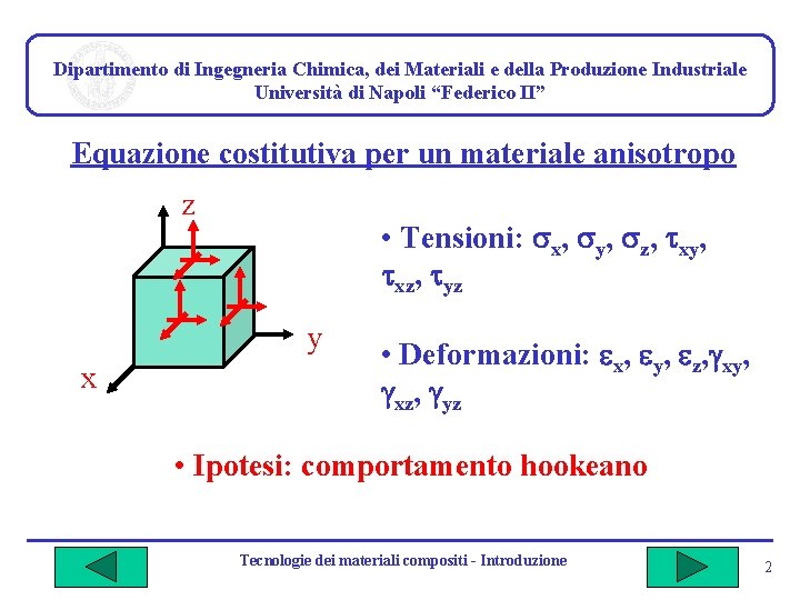 Dipartimento di Ingegneria Chimica, dei Materiali e della Produzione Industriale Università di Napoli “Federico