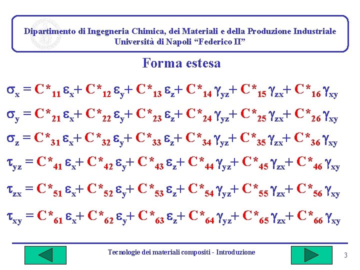 Dipartimento di Ingegneria Chimica, dei Materiali e della Produzione Industriale Università di Napoli “Federico