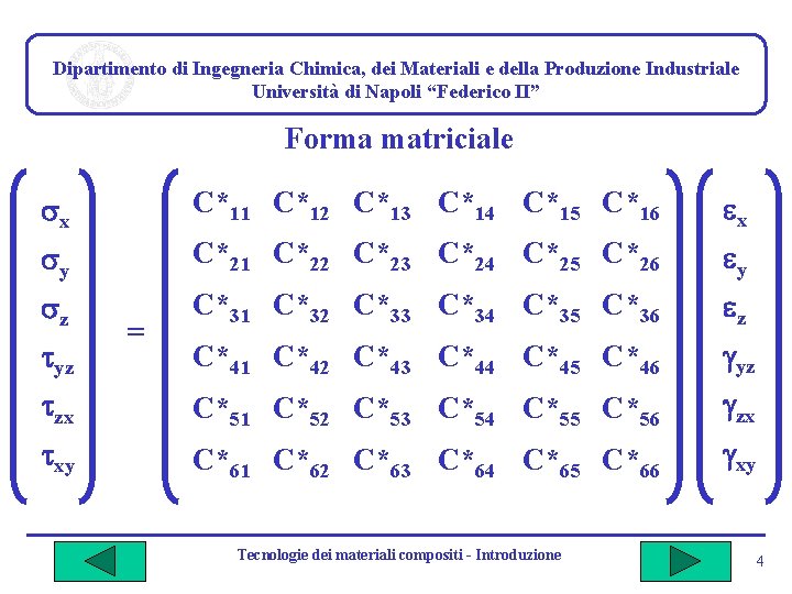 Dipartimento di Ingegneria Chimica, dei Materiali e della Produzione Industriale Università di Napoli “Federico