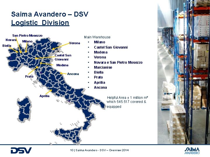 Saima Avandero – DSV Logistic Division San Pietro Mosezzo Novara Milano Verona Biella Castel