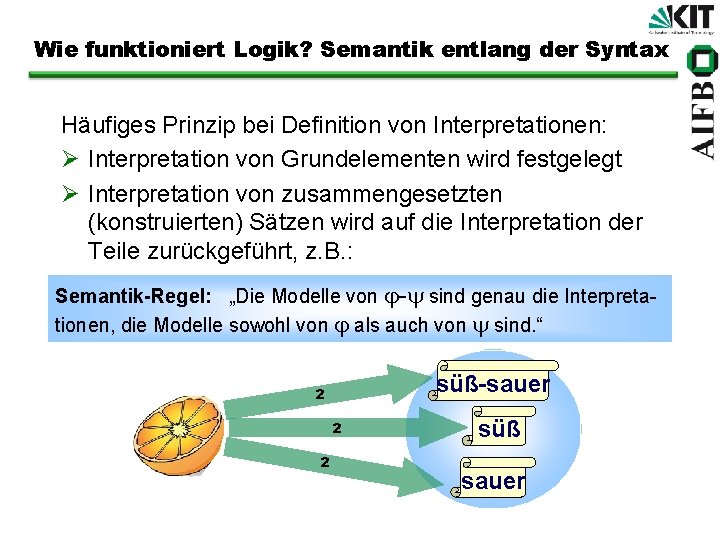 Wie funktioniert Logik? Semantik entlang der Syntax Häufiges Prinzip bei Definition von Interpretationen: Ø
