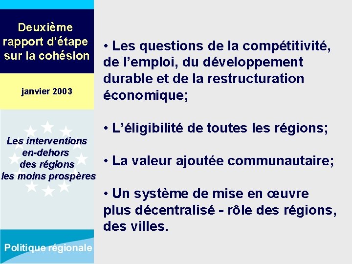 Deuxième rapport d’étape sur la cohésion janvier 2003 • Les questions de la compétitivité,