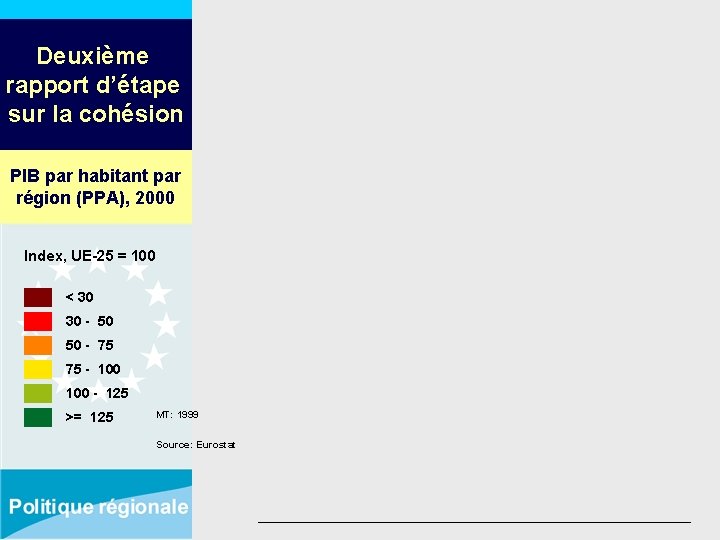 Deuxième rapport d’étape sur la cohésion PIB par habitant par région (PPA), 2000 Index,