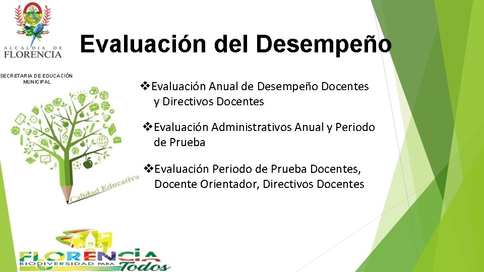 SECRETARIA DE EDUCACIN MUNICIPAL Evaluacin del Desempeo v