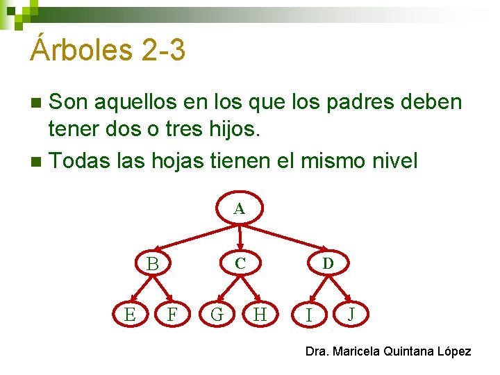 Árboles 2 -3 Son aquellos en los que los padres deben tener dos o