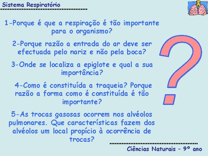 Sistema Respiratório 1 -Porque é que a respiração é tão importante para o organismo?