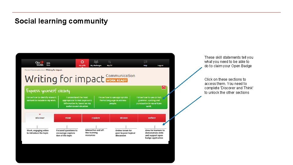 Social learning community These skill statements tell you what you need to be able